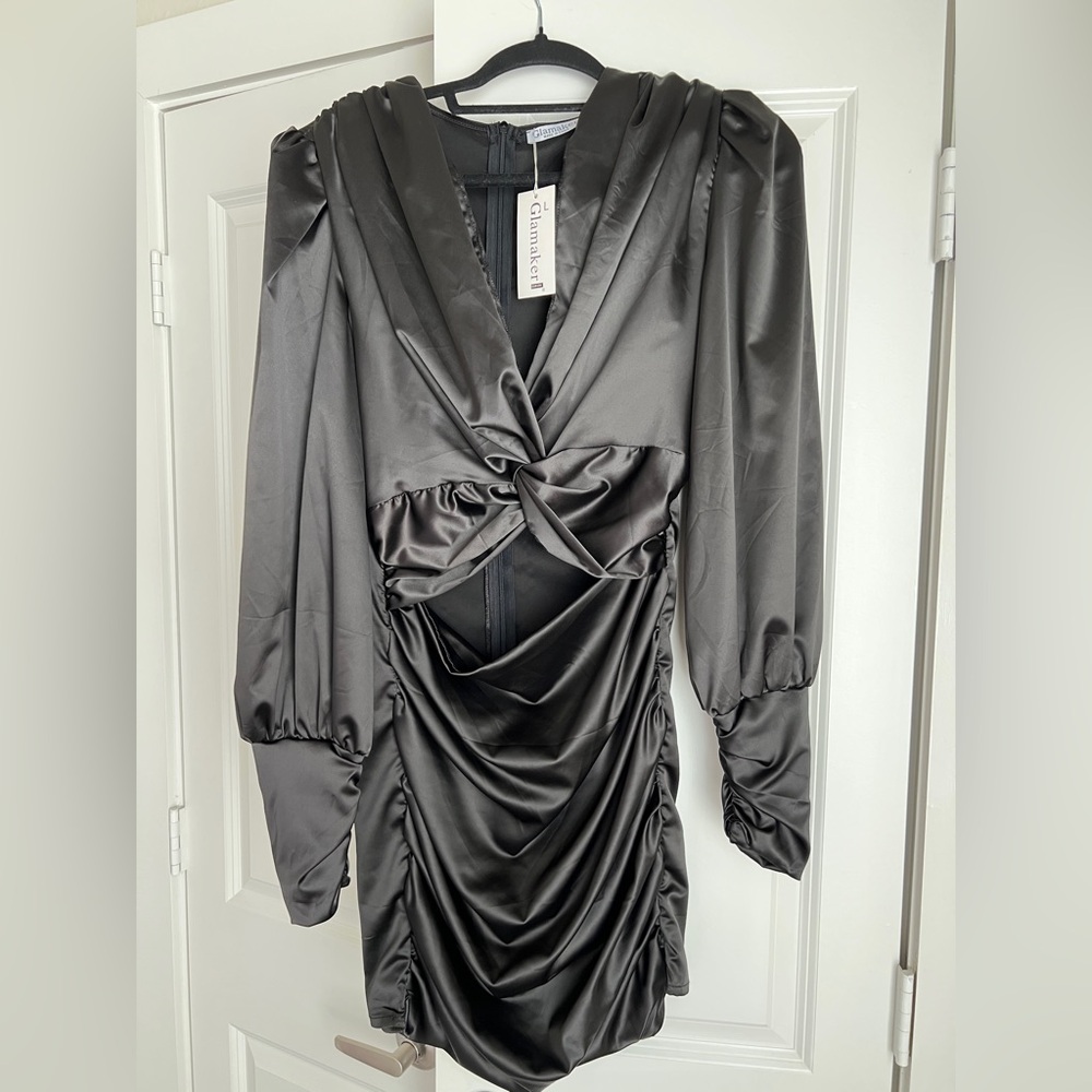Elegant Black Satin Dress